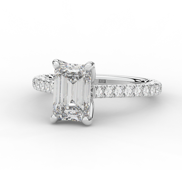 2.70CT.TW EMERALD CUT LAB DIAMOND SOLITAIRE ENGAGEMENT RING - Nazarelle