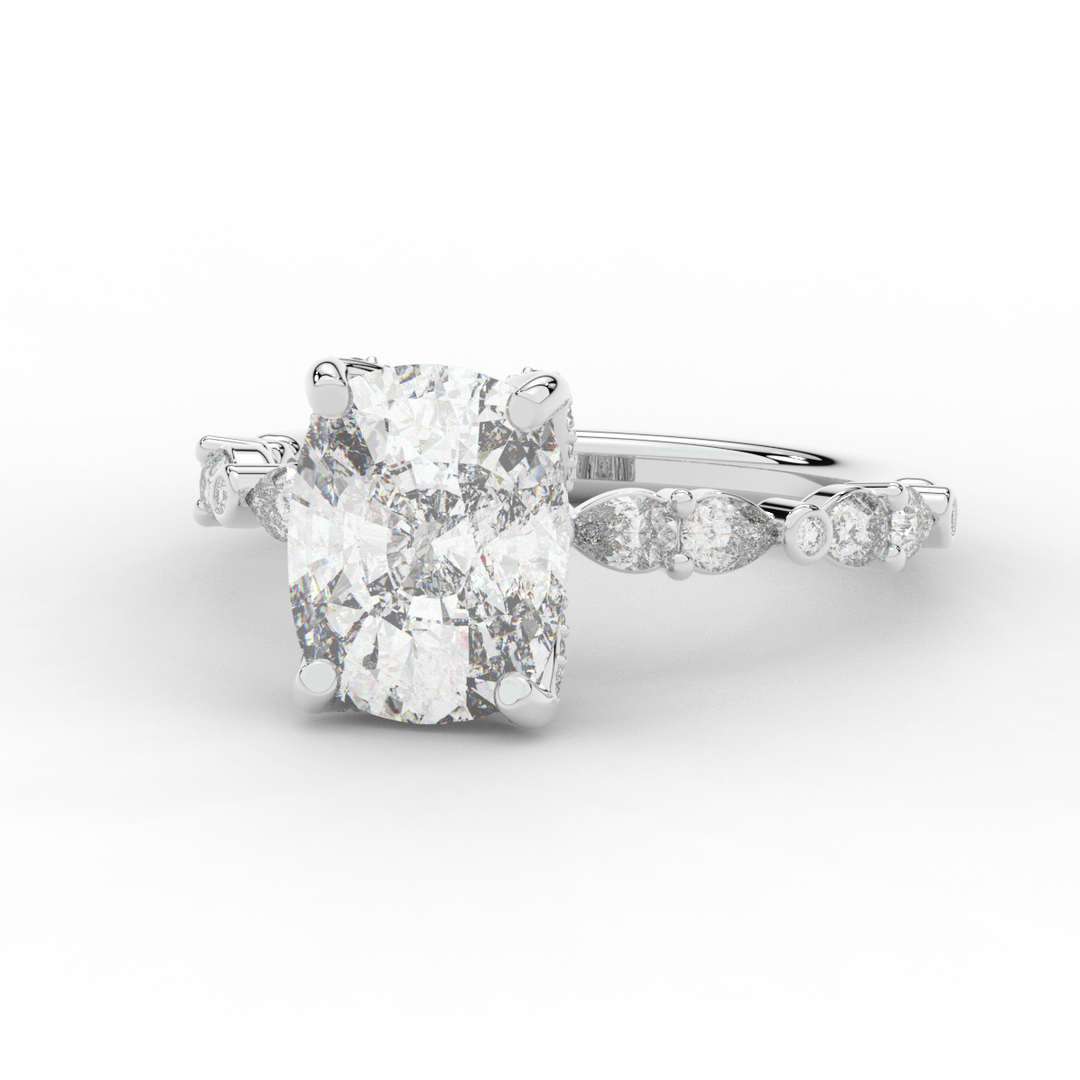 3.60CT.TW CUSHION LAB DIAMOND SOLITAIRE ENGAGEMENT RING - Nazarelle