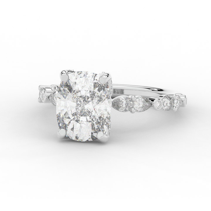 3.60CT.TW CUSHION LAB DIAMOND SOLITAIRE ENGAGEMENT RING - Nazarelle