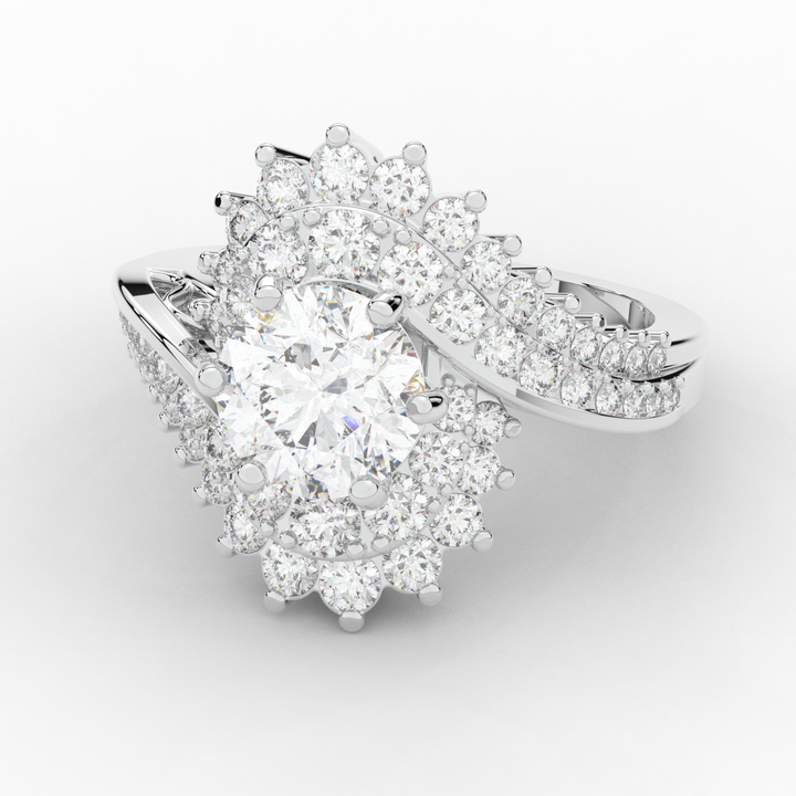 3.35CT.TW ROUND LAB DIAMOND BYPASS HALO ENGAGEMENT RING - Nazarelle