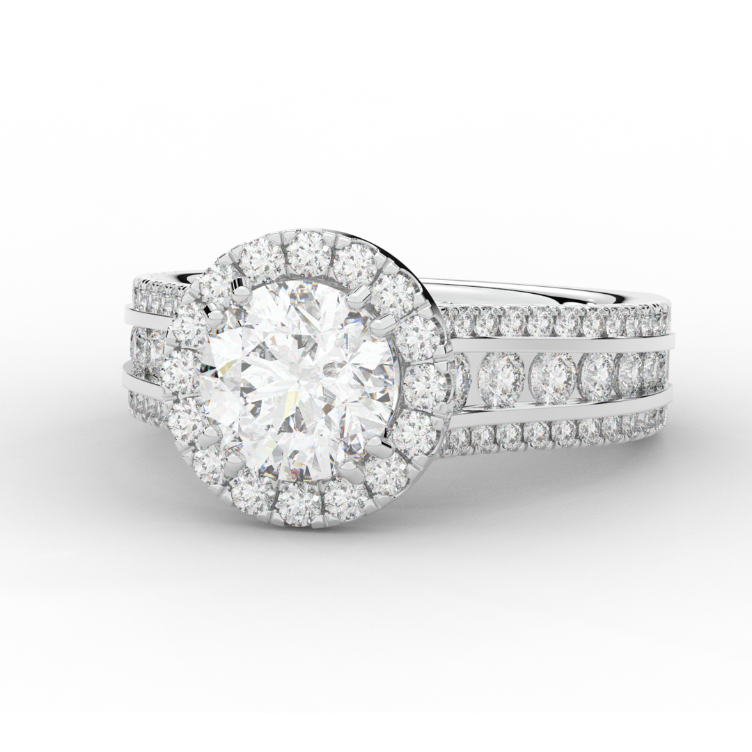 2.90CT.TW ROUND LAB DIAMOND HALO ENGAGEMENT RING - Nazarelle