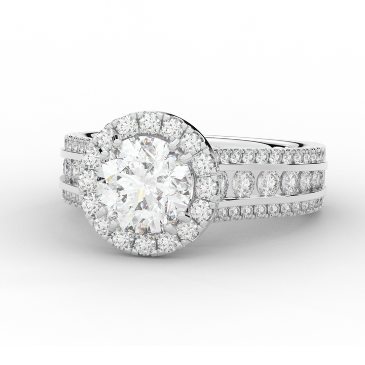 2.90CT.TW ROUND LAB DIAMOND HALO ENGAGEMENT RING - Nazarelle