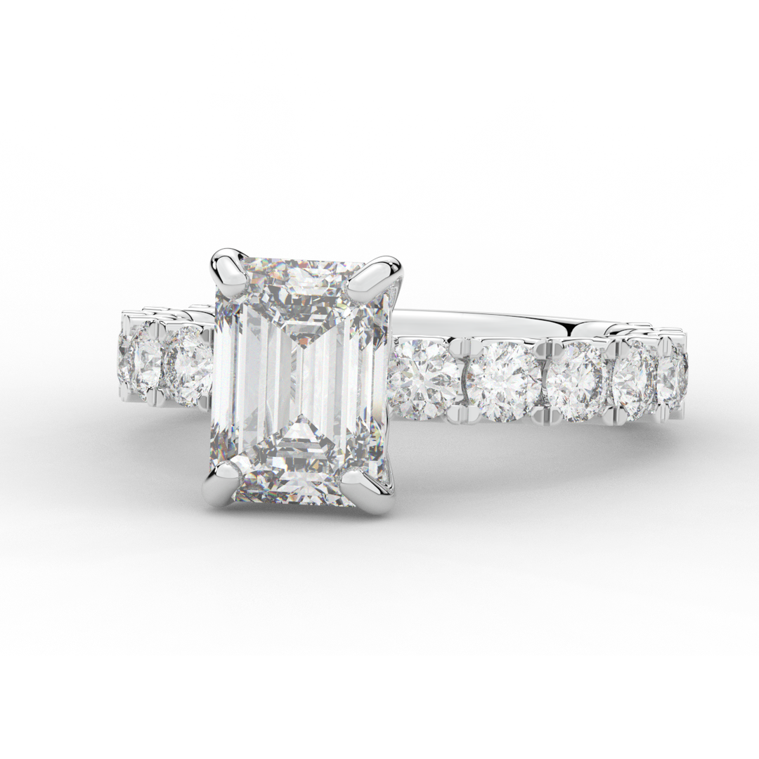 4.35CT.TW EMERALD CUT LAB DIAMOND ENGAGEMENT RING - Nazarelle