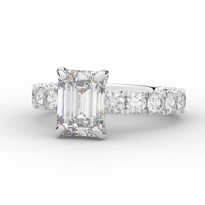4.35CT.TW EMERALD CUT LAB DIAMOND ENGAGEMENT RING - Nazarelle