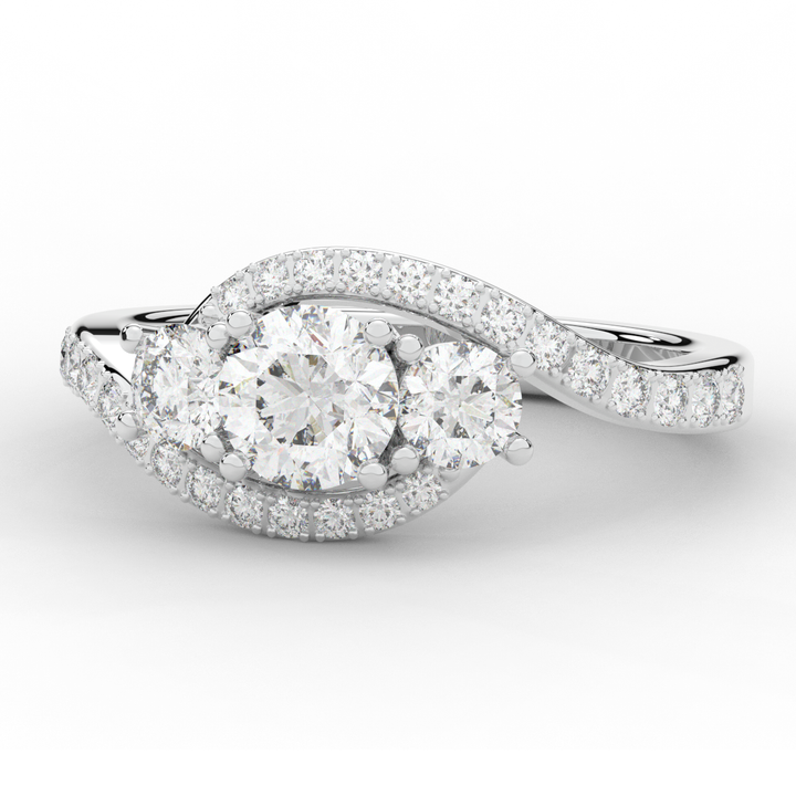 1.65CT.TW ROUND LAB DIAMOND TWIST HALO ENGAGEMENT RING - Nazarelle