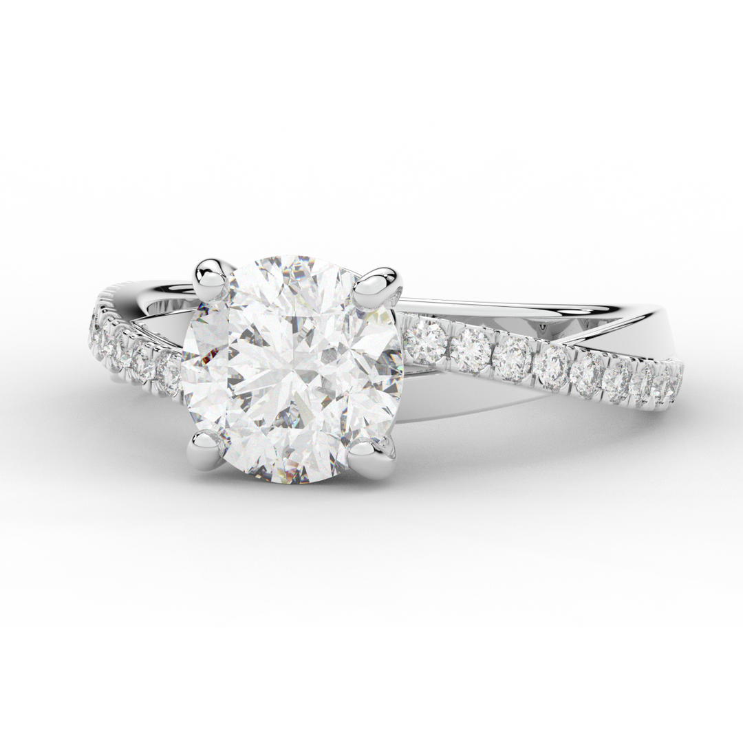2.20CT.TW ROUND LAB DIAMOND TWISTBAND ENGAGEMENT RING - Nazarelle