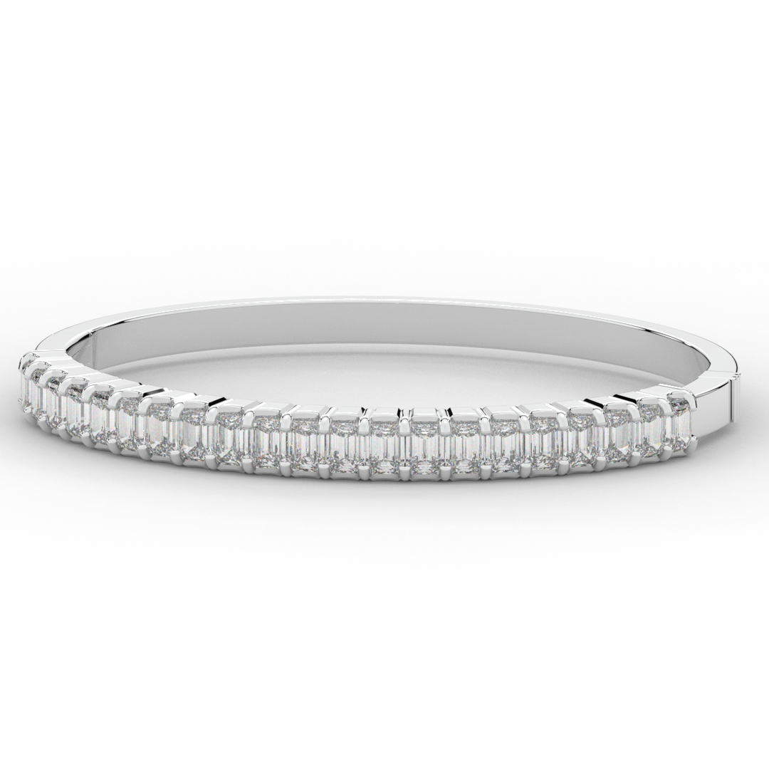 6.50CT.TW EMERALD CUT LAB DIAMOND BANGLE - Nazarelle