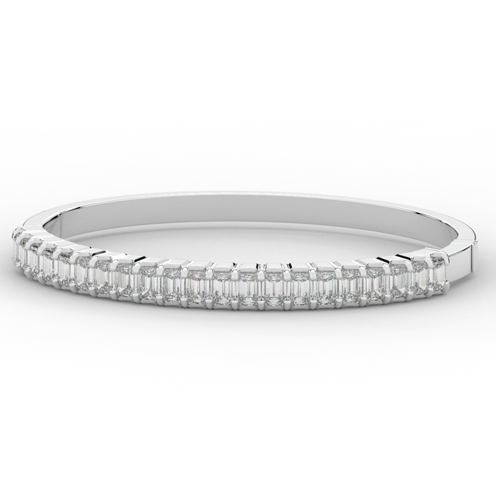6.50CT.TW EMERALD CUT LAB DIAMOND BANGLE - Nazarelle