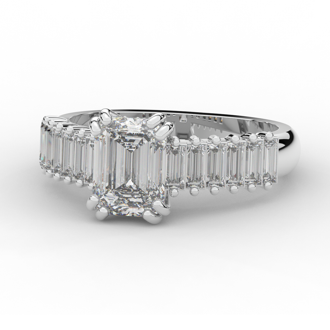 2.60CT.TW EMERALD CUT LAB DIAMOND ENGAGEMENT RING - Nazarelle