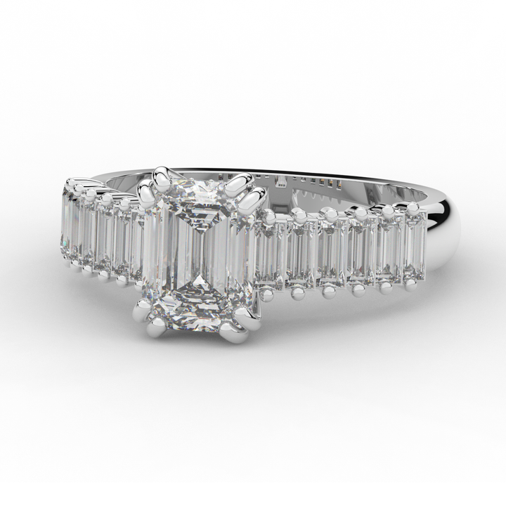 2.60CT.TW EMERALD CUT LAB DIAMOND ENGAGEMENT RING - Nazarelle