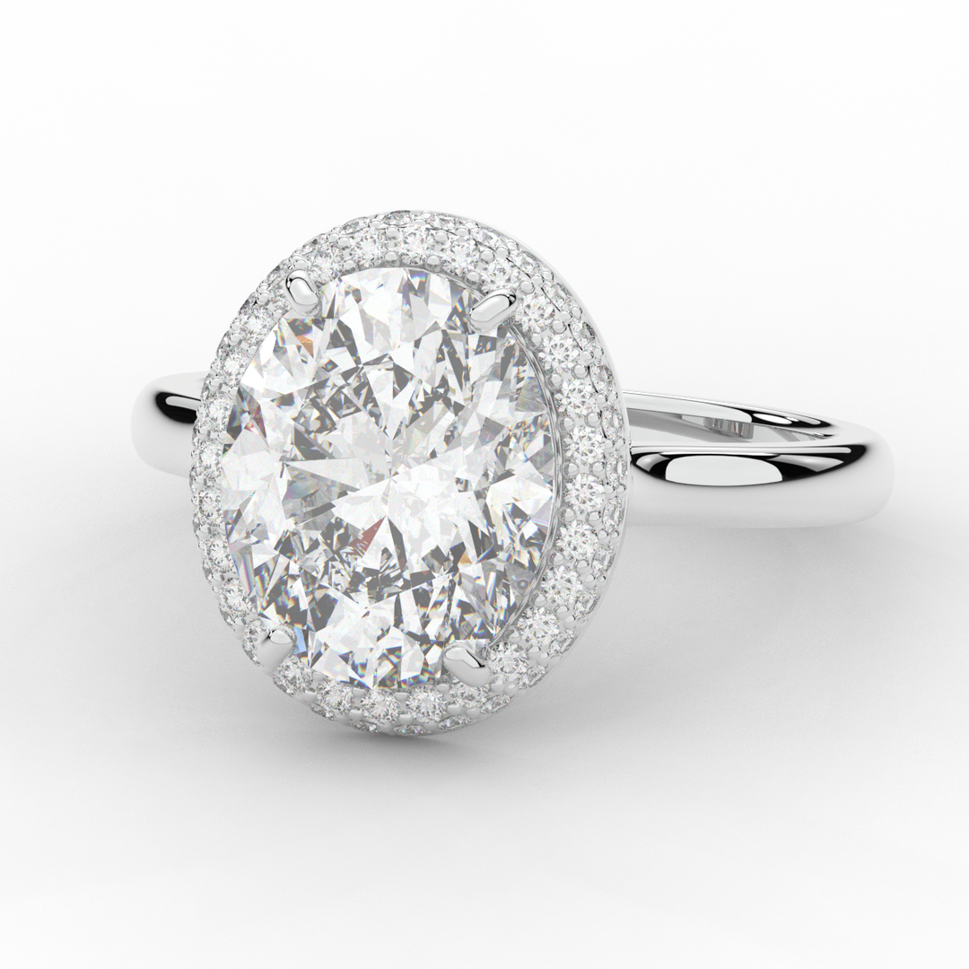 4.40CT.TW OVAL LAB DIAMOND HALO ENGAGEMENT RING - Nazarelle