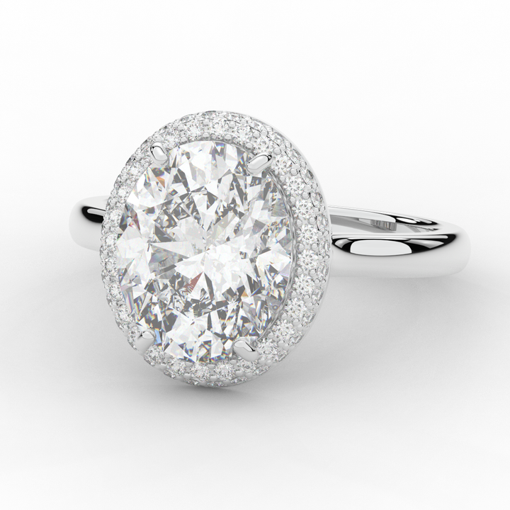 4.40CT.TW OVAL LAB DIAMOND HALO ENGAGEMENT RING - Nazarelle