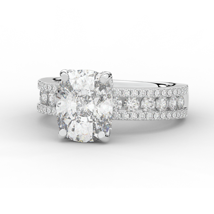 3.95CT.TW CUSHION LAB DIAMOND SOLITAIRE ENGAGEMENT RING - Nazarelle