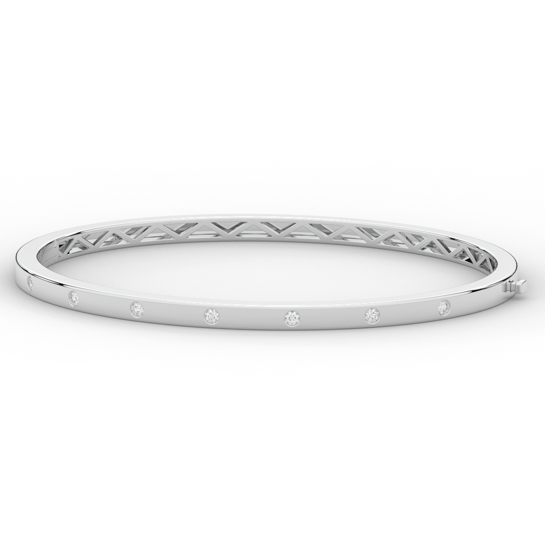 0.15CT.TW ROUND LAB BEZEL SET DIAMOND BANGLE - Nazarelle
