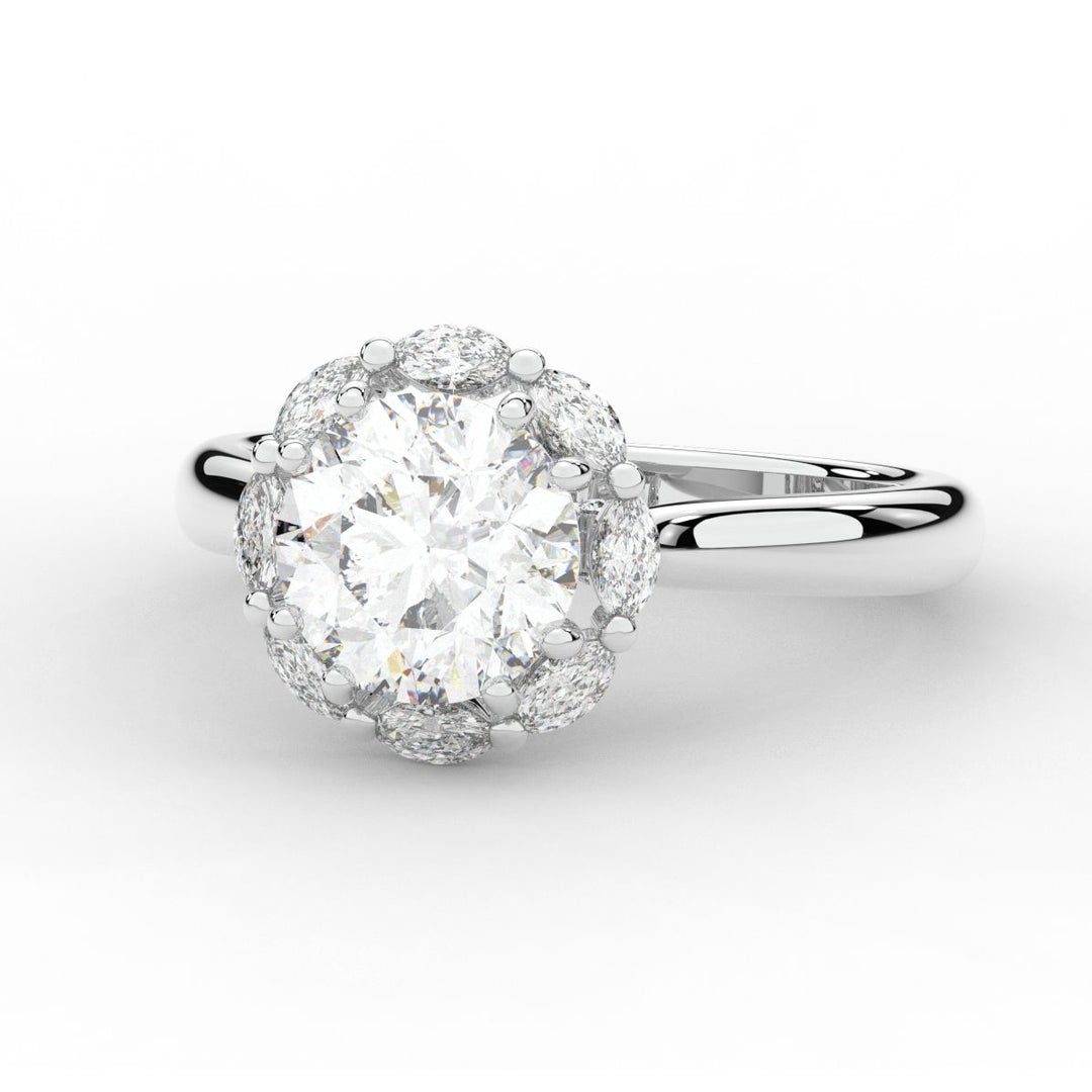 2.40CT.TW ROUND LAB DIAMOND HALO ENGAGEMENT RING - Nazarelle