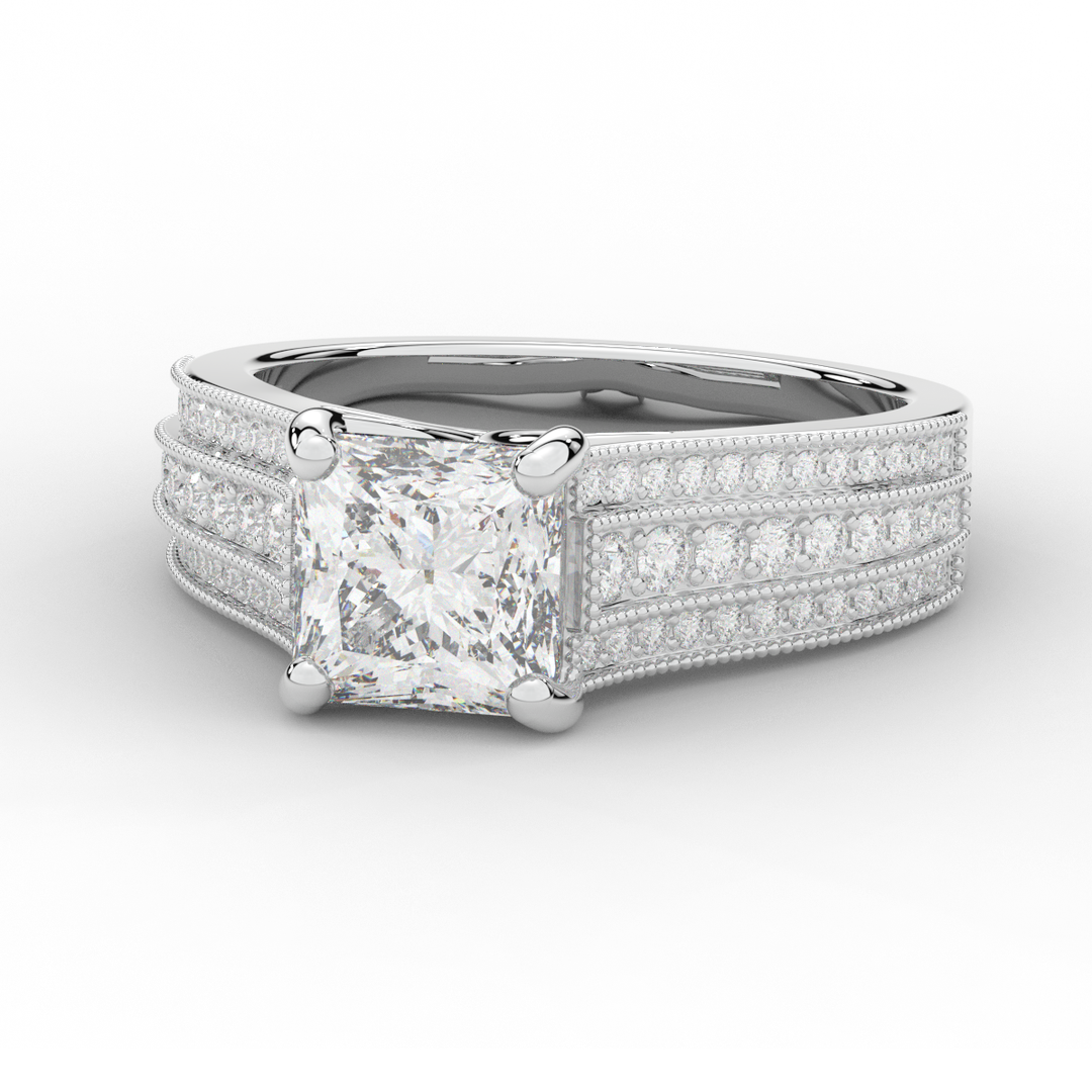 3.55CT.TW PRINCESS LAB DIAMOND ENGAGEMENT RING - Nazarelle
