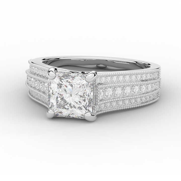 3.55CT.TW PRINCESS LAB DIAMOND ENGAGEMENT RING - Nazarelle