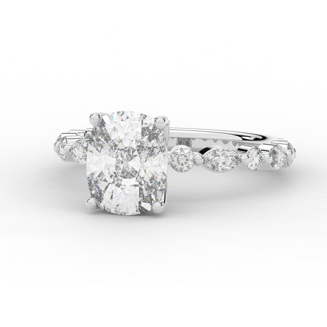 2.60CT.TW CUSHION LAB DIAMOND SOLITAIRE ENGAGEMENT RING - Nazarelle