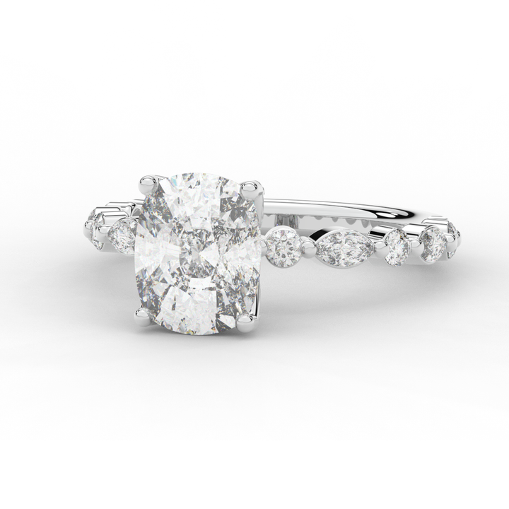 2.60CT.TW CUSHION LAB DIAMOND SOLITAIRE ENGAGEMENT RING - Nazarelle