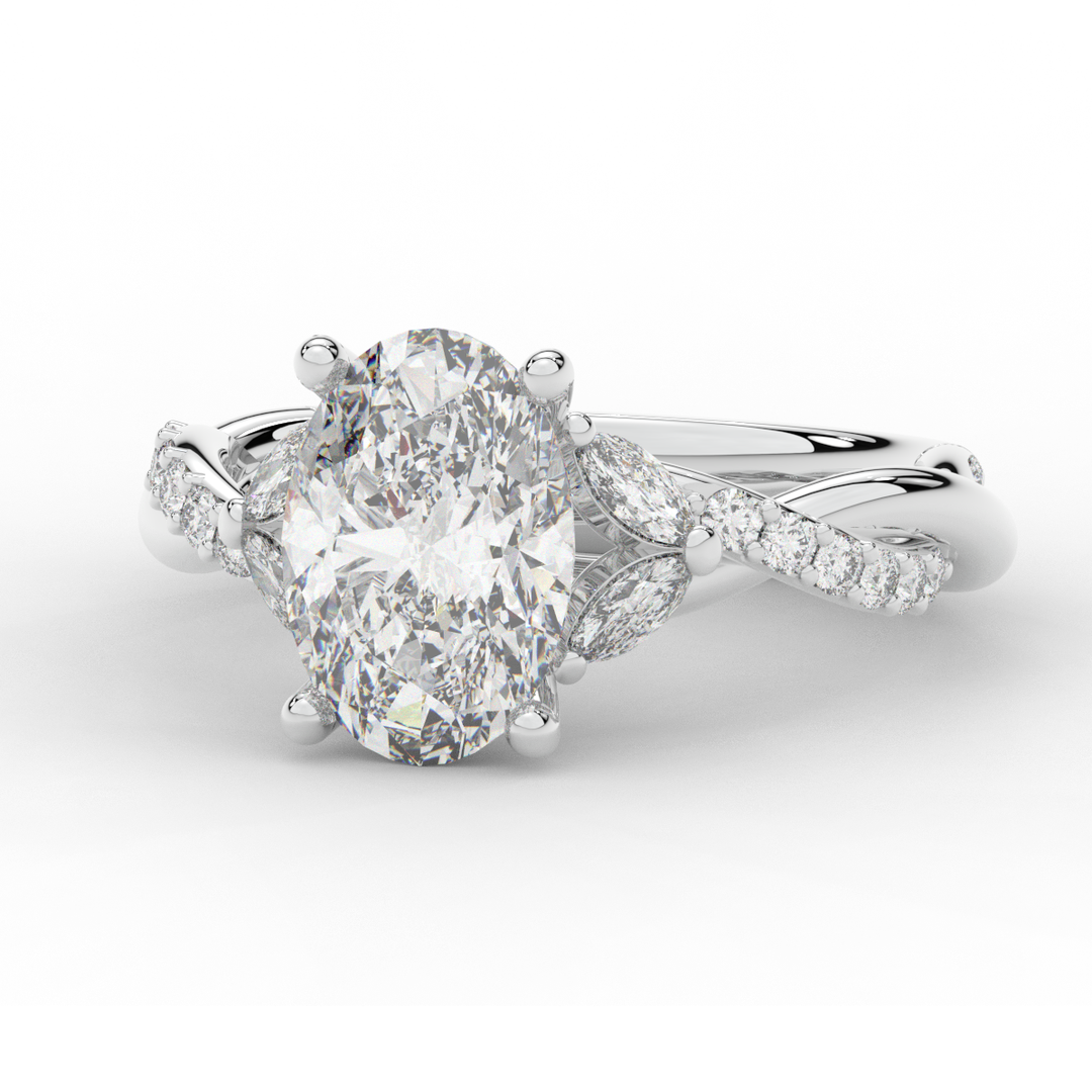 2.40CT.TW OVAL LAB DIAMOND TWIST ENGAGEMENT RING - Nazarelle