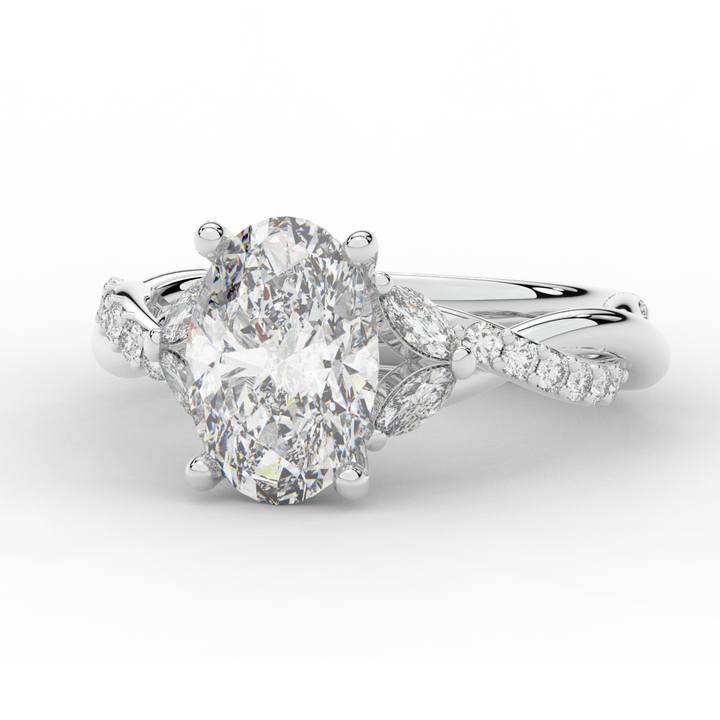 2.40CT.TW OVAL LAB DIAMOND TWIST ENGAGEMENT RING - Nazarelle