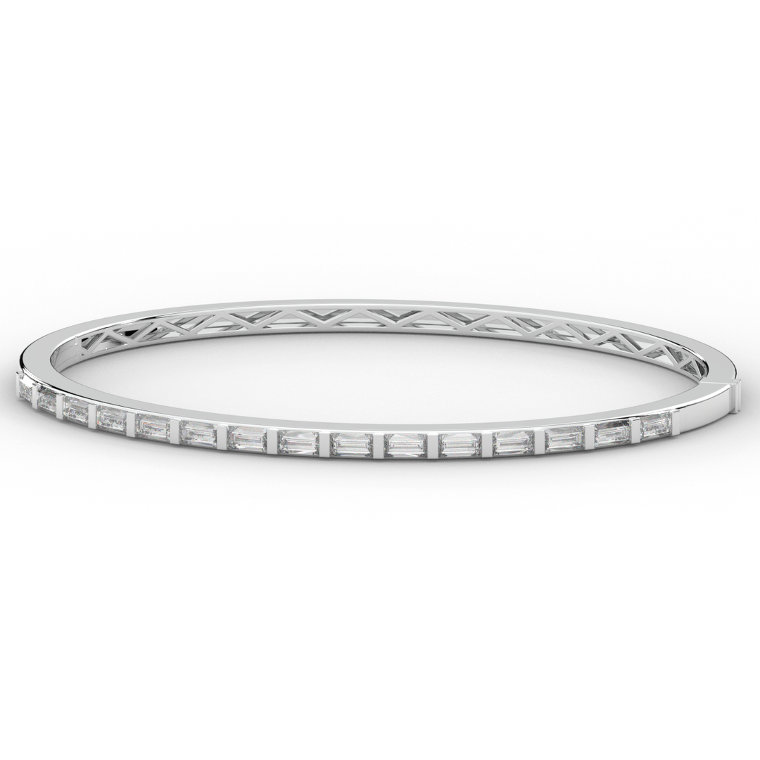 1.50CT.TW BAGUETTE LAB DIAMOND SHARED PRONG BANGLE - Nazarelle