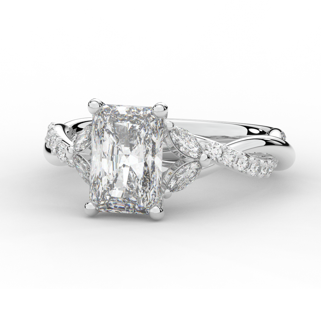 2.40CT.TW RADIANT LAB DIAMOND TWIST BAND ENGAGEMENT RING - Nazarelle