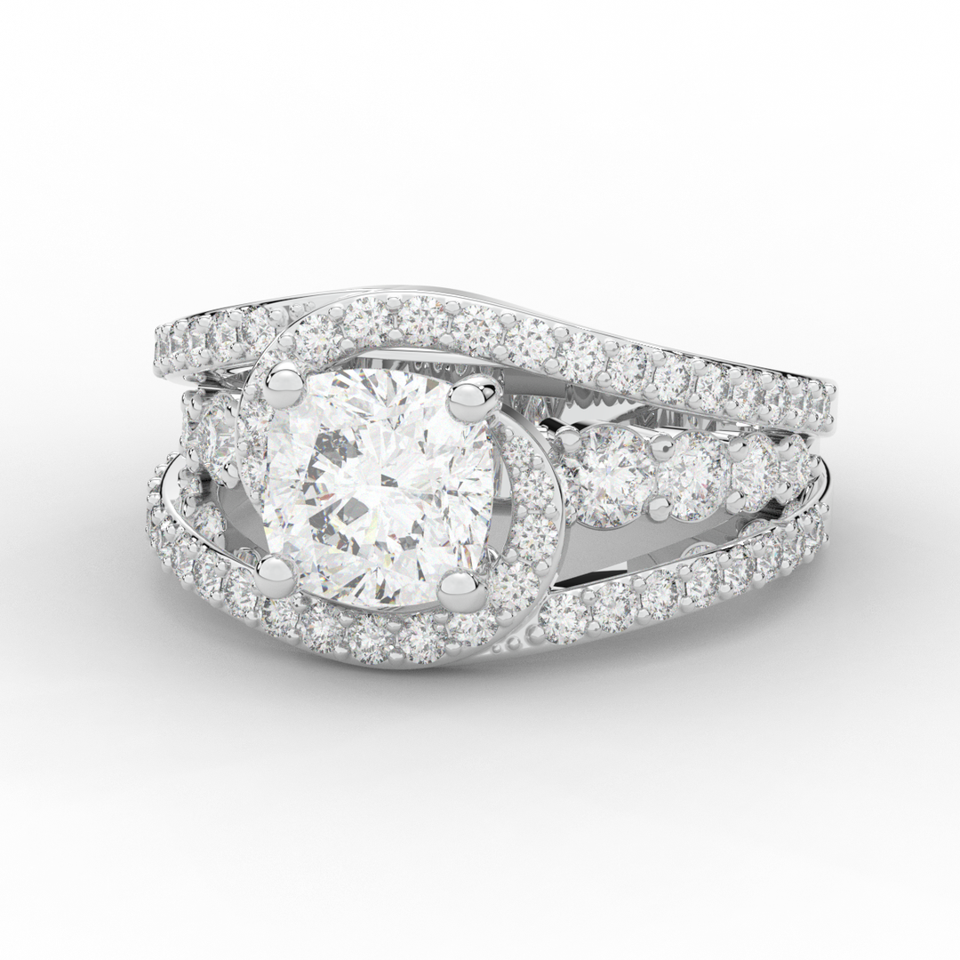 3.30CT.TW CUSHION LAB DIAMOND ENGAGEMENT RING - Nazarelle