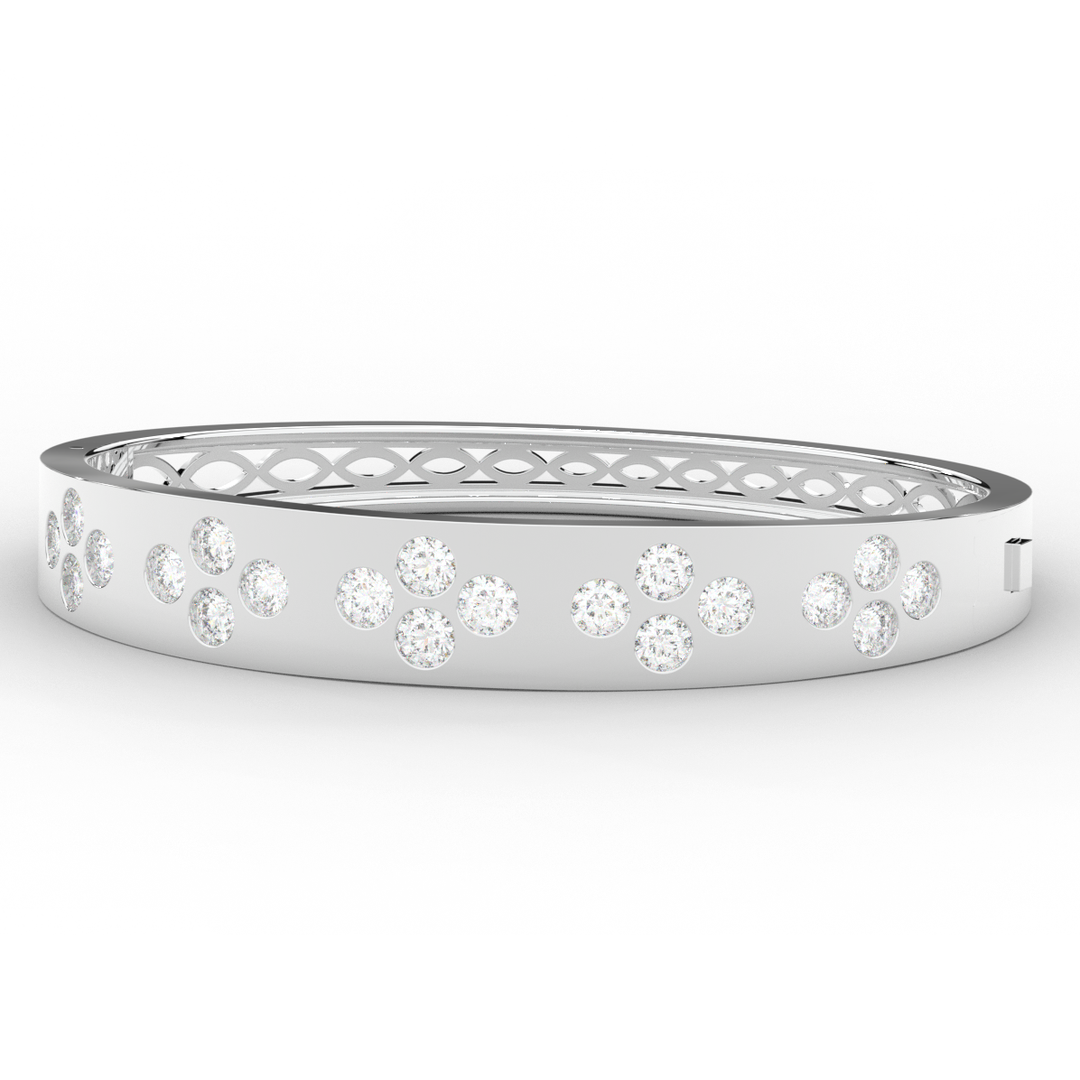 4.10CT.TW ROUND LAB DIAMOND BEZEL SET BANGLE - Nazarelle