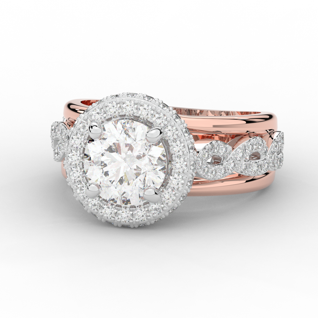 2.85CT.TW ROUND LAB DIAMOND HALO TWO TONE ENGAGEMENT RING - Nazarelle