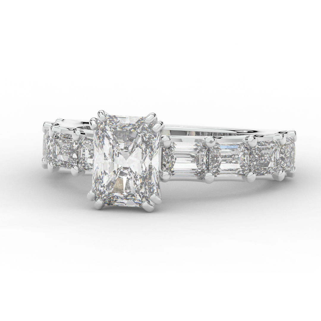 3.75CT.TW RADIANT LAB DIAMOND SOLITAIRE ENGAGEMENT RING - Nazarelle