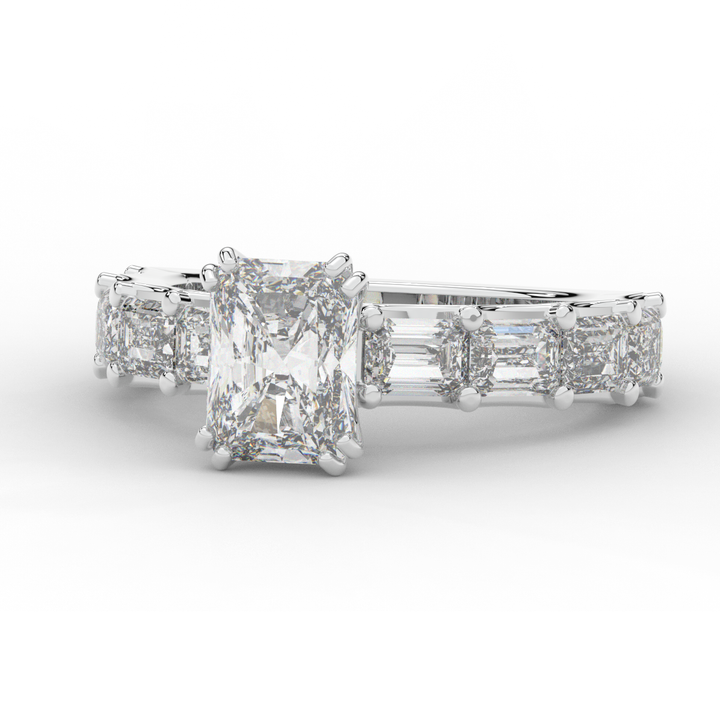 3.75CT.TW RADIANT LAB DIAMOND SOLITAIRE ENGAGEMENT RING - Nazarelle
