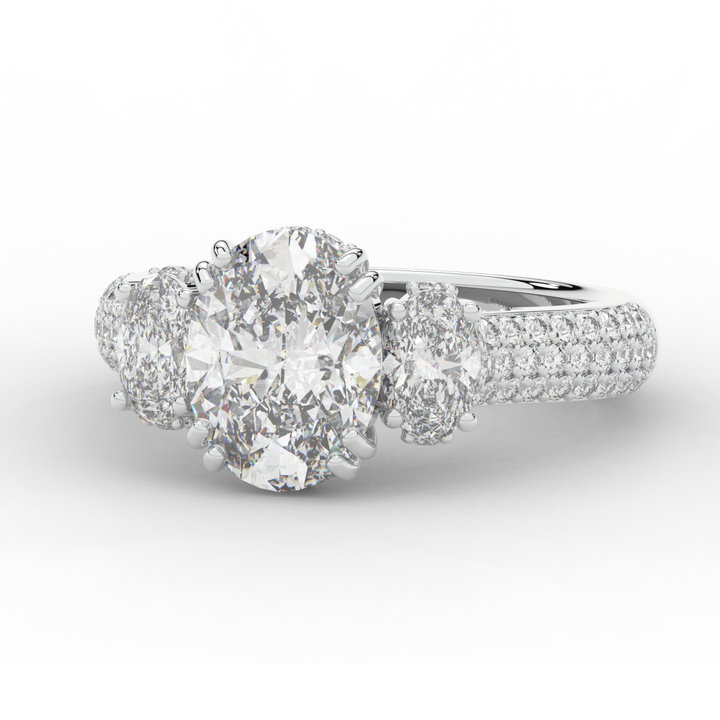 3.70CT.TW OVAL LAB DIAMOND 3 STONE ENGAGEMENT RING - Nazarelle