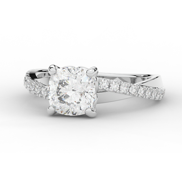 2.20CT.TW CUSHION LAB DIAMOND TWISTBAND ENGAGEMENT RING - Nazarelle