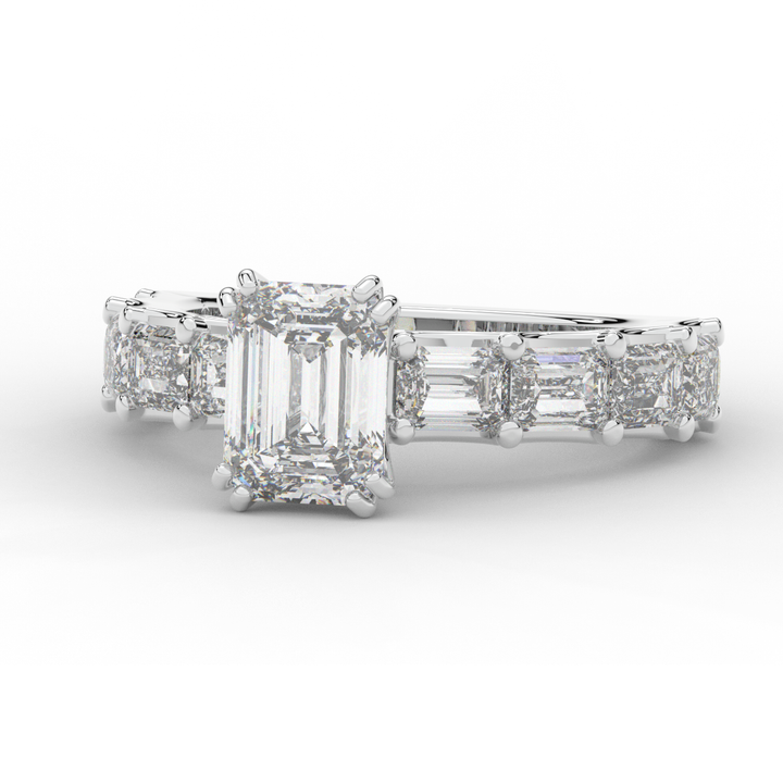 3.75CT.TW EMERALD CUT LAB DIAMOND SOLITAIRE ENGAGEMENT RING - Nazarelle