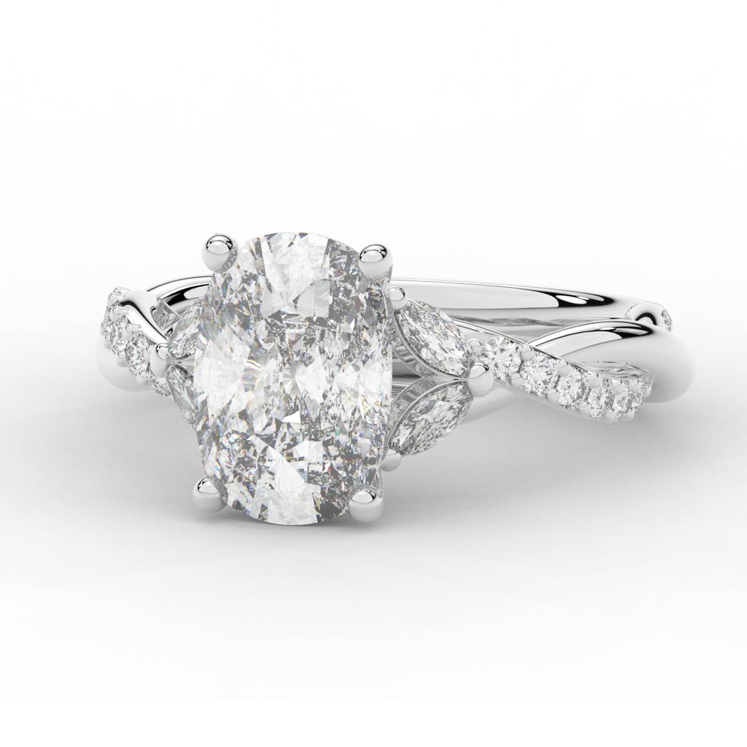 2.40CT.TW CUSHION LAB DIAMOND TWIST BAND ENGAGEMENT RING - Nazarelle