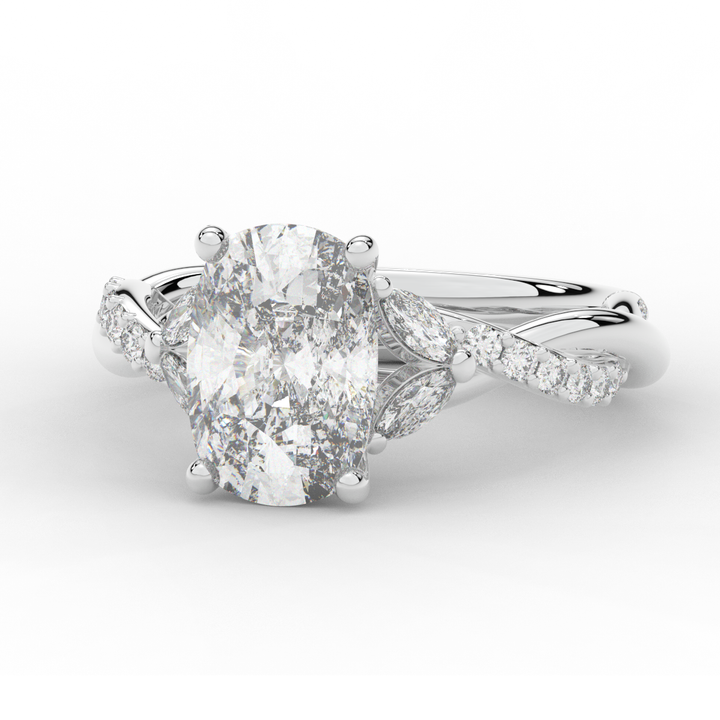 2.40CT.TW CUSHION LAB DIAMOND TWIST BAND ENGAGEMENT RING - Nazarelle