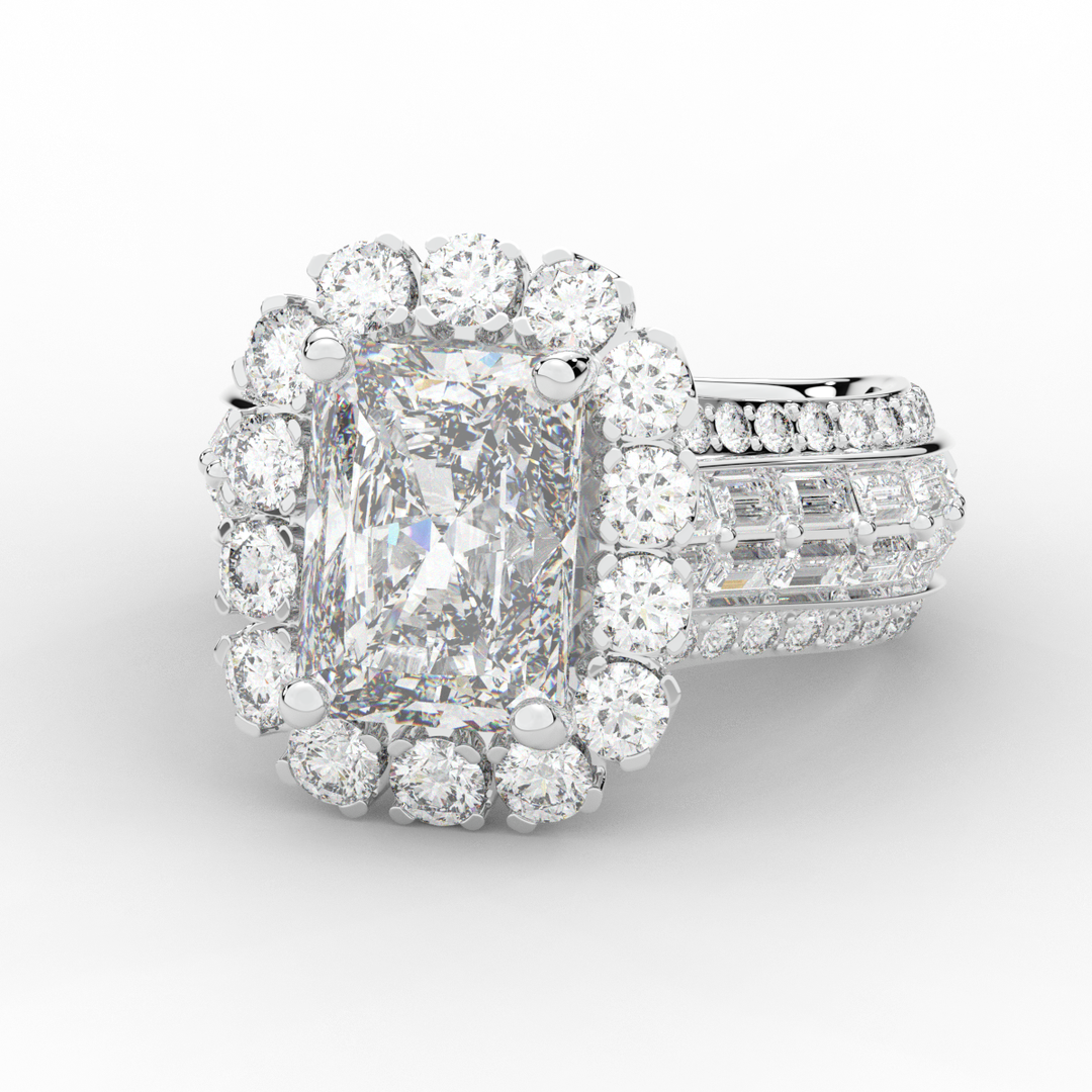 8.00CT.TW RADIANT LAB DIAMOND HALO ENGAGEMENT RING - Nazarelle