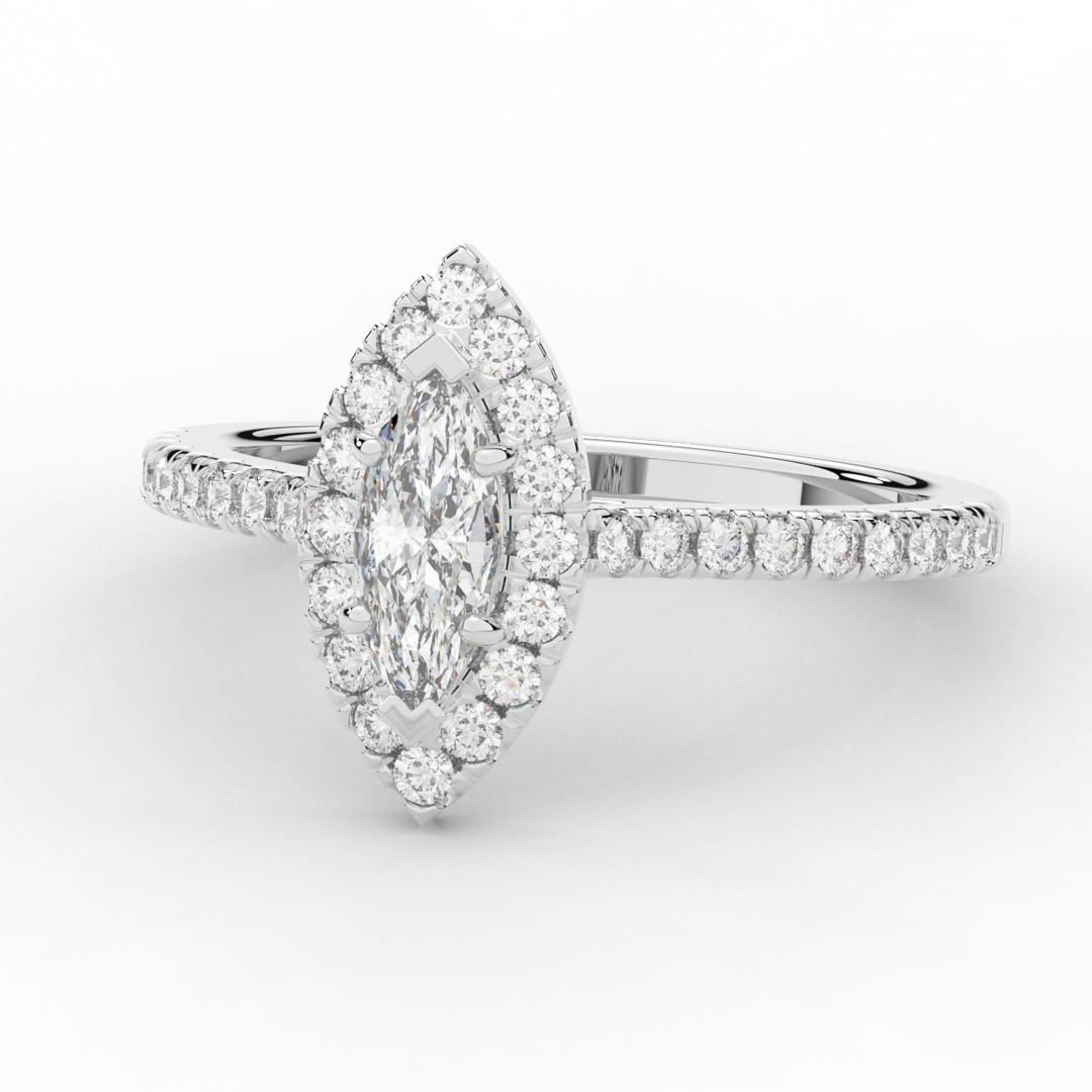 0.80CT.TW MARQUISE LAB DIAMOND HALO ENGAGEMENT RING - Nazarelle