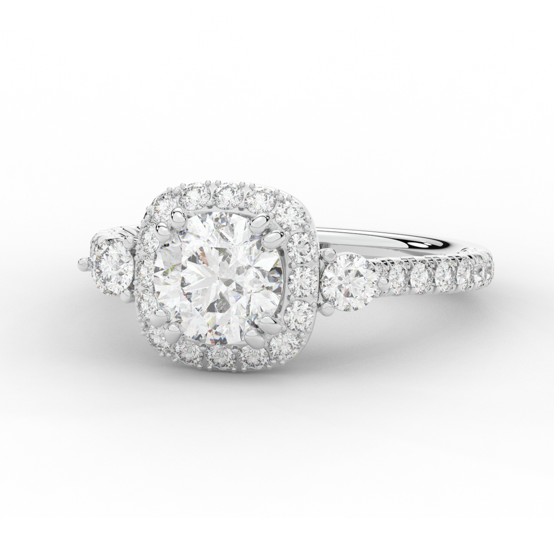 1.75CT.TW ROUND LAB DIAMOND HALO ENGAGEMENT RING - Nazarelle