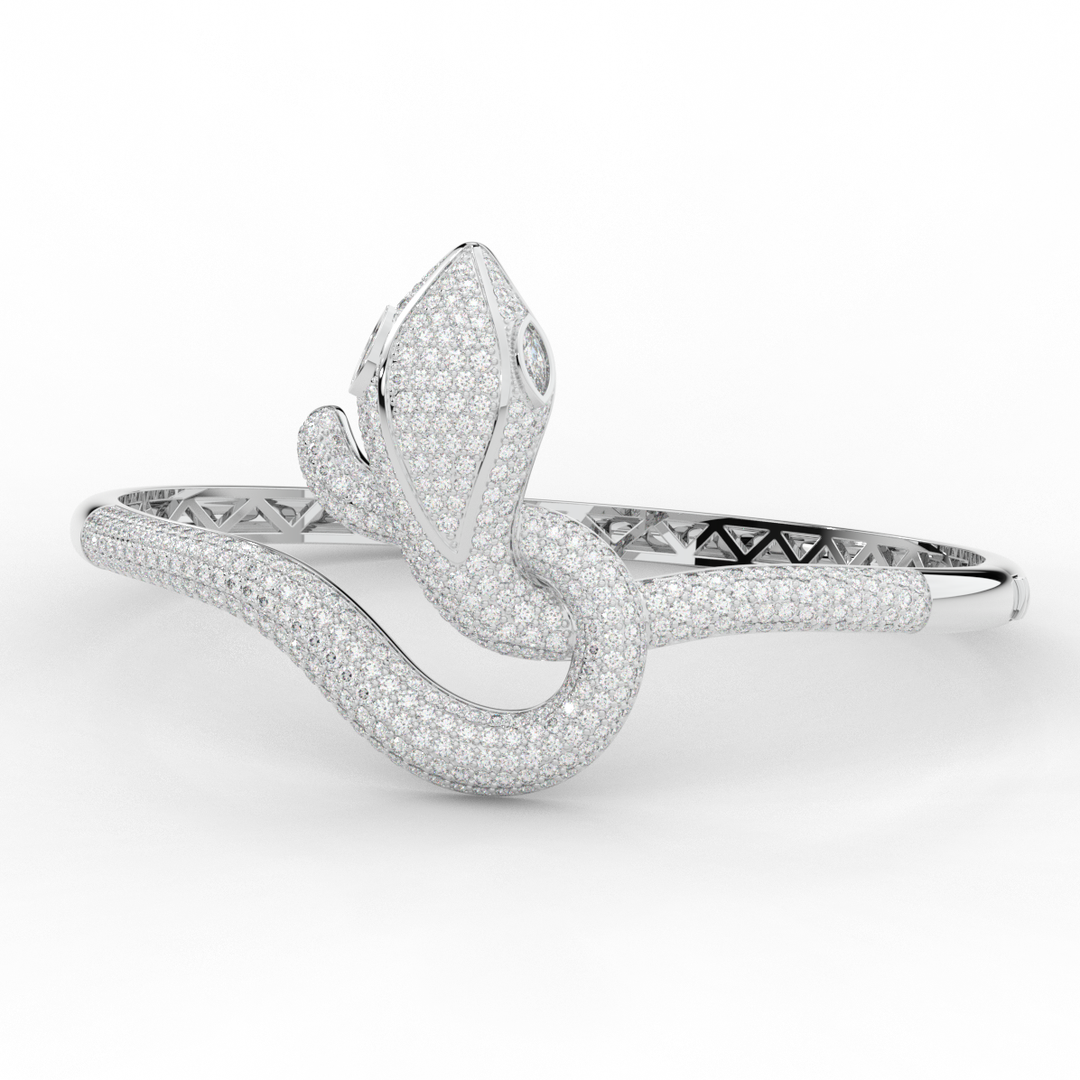 4.90CT.TW ROUND AND PEAR LAB DIAMOND SNAKE BANGLE - Nazarelle