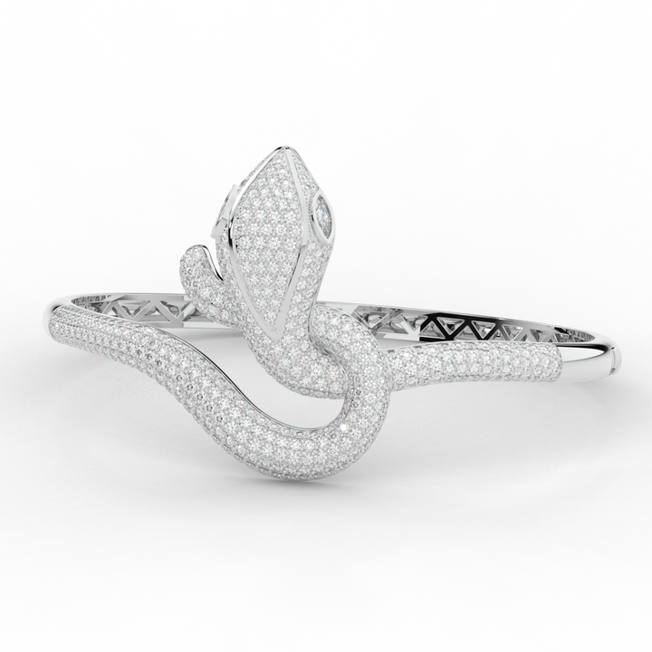 4.90CT.TW ROUND AND PEAR LAB DIAMOND SNAKE BANGLE - Nazarelle