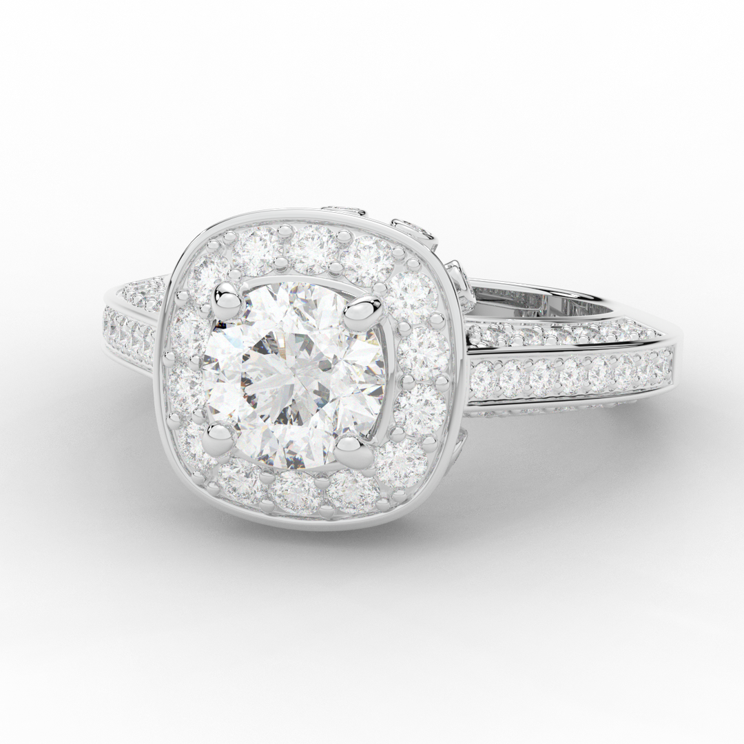 1.50CT.TW ROUND LAB DIAMOND HALO ENGAGEMENT RING - Nazarelle