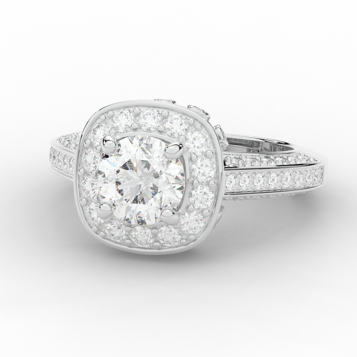 1.50CT.TW ROUND LAB DIAMOND HALO ENGAGEMENT RING - Nazarelle