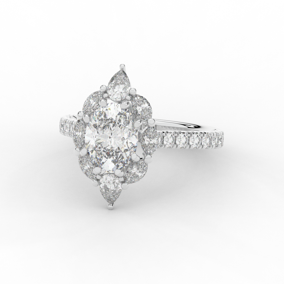 2.75CT.TW OVAL LAB DIAMOND HALO ENGAGEMENT RING - Nazarelle