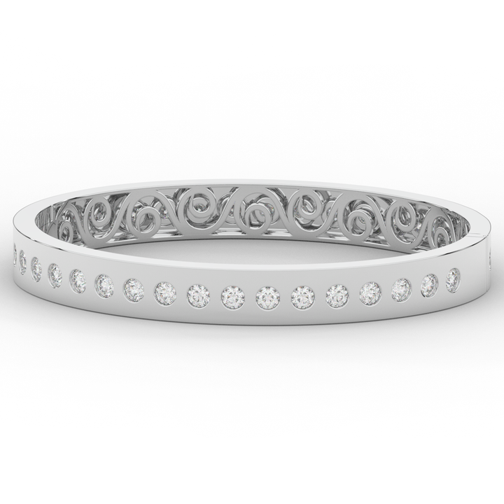 4.50CT.TW ROUND LAB DIAMOND ETERNITY BEZEL SET BANGLE - Nazarelle