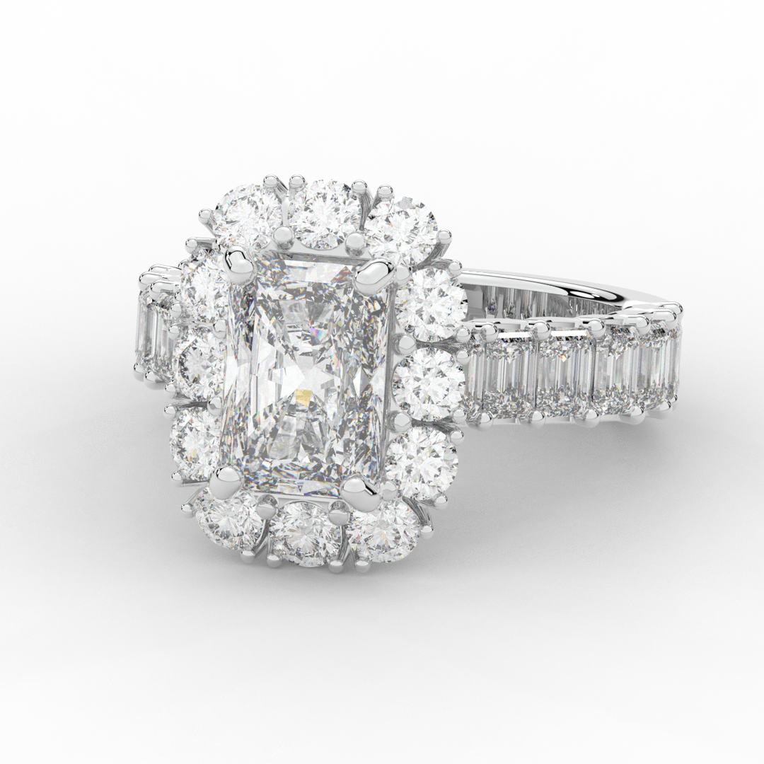 6.00CT.TW RADIANT LAB DIAMOND HALO ENGAGEMENT RING - Nazarelle