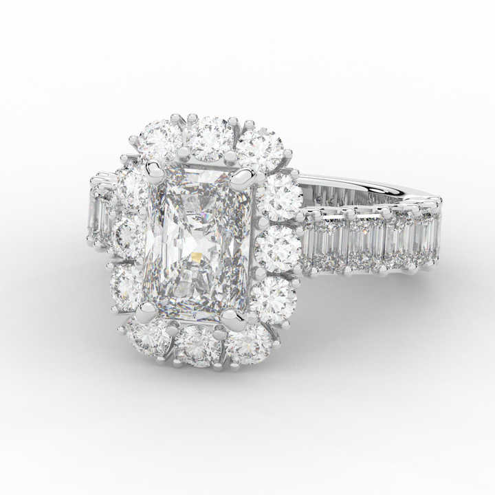 6.00CT.TW RADIANT LAB DIAMOND HALO ENGAGEMENT RING - Nazarelle