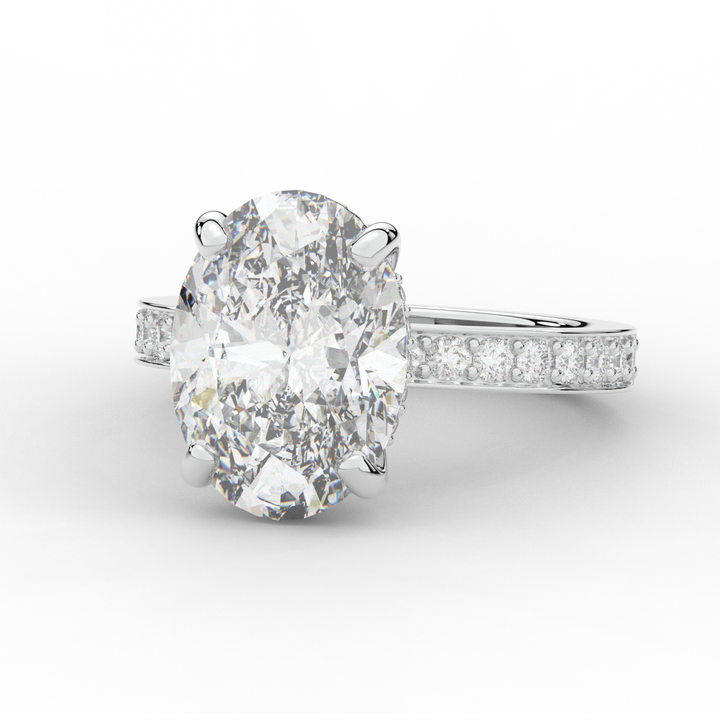 4.30CT.TW OVAL LAB DIAMOND BAND ENGAGEMENT RING - Nazarelle