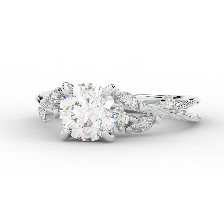 1.75CT.TW ROUND LAB DIAMOND STYLIZED VINE AND TREE BARK FINISH ENGAGEMENT RING - Nazarelle